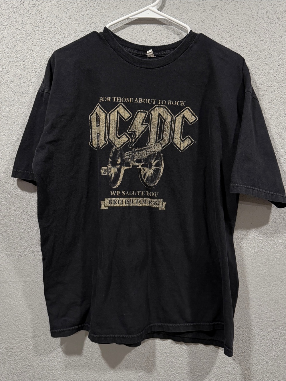 AC/DC Black Tee with Gold Cannon Graphic